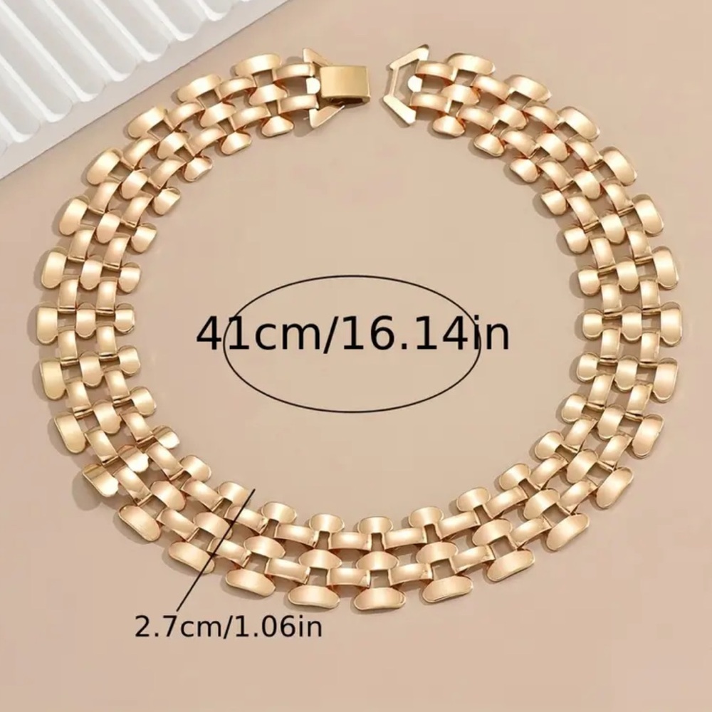 Chunky, Bold golden tone chain necklace. 16.1”, 1.06” chain width lightwt,NIP - Picture 3 of 9